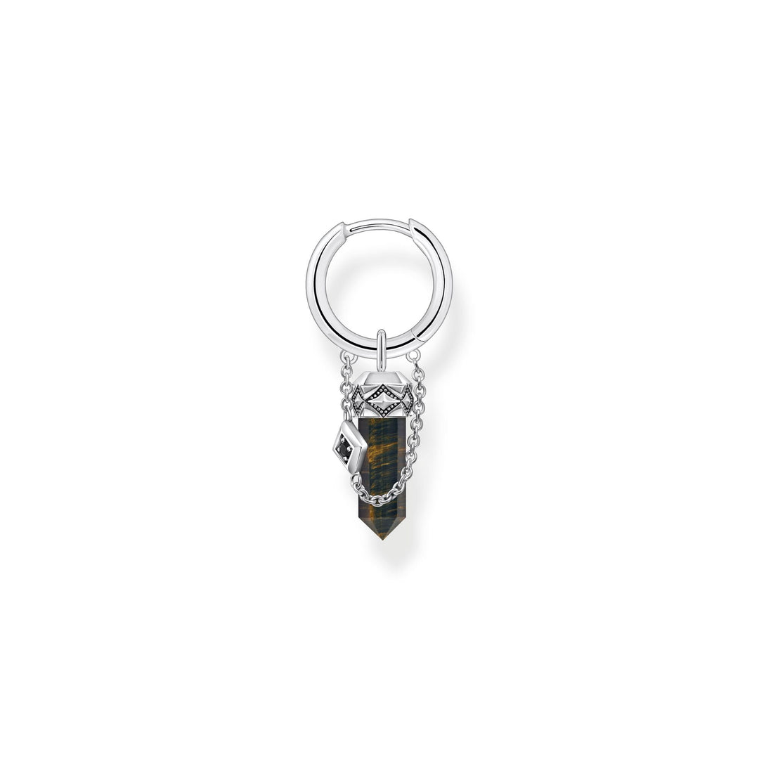 Crystal (single) hoop earring with golden blue tiger&