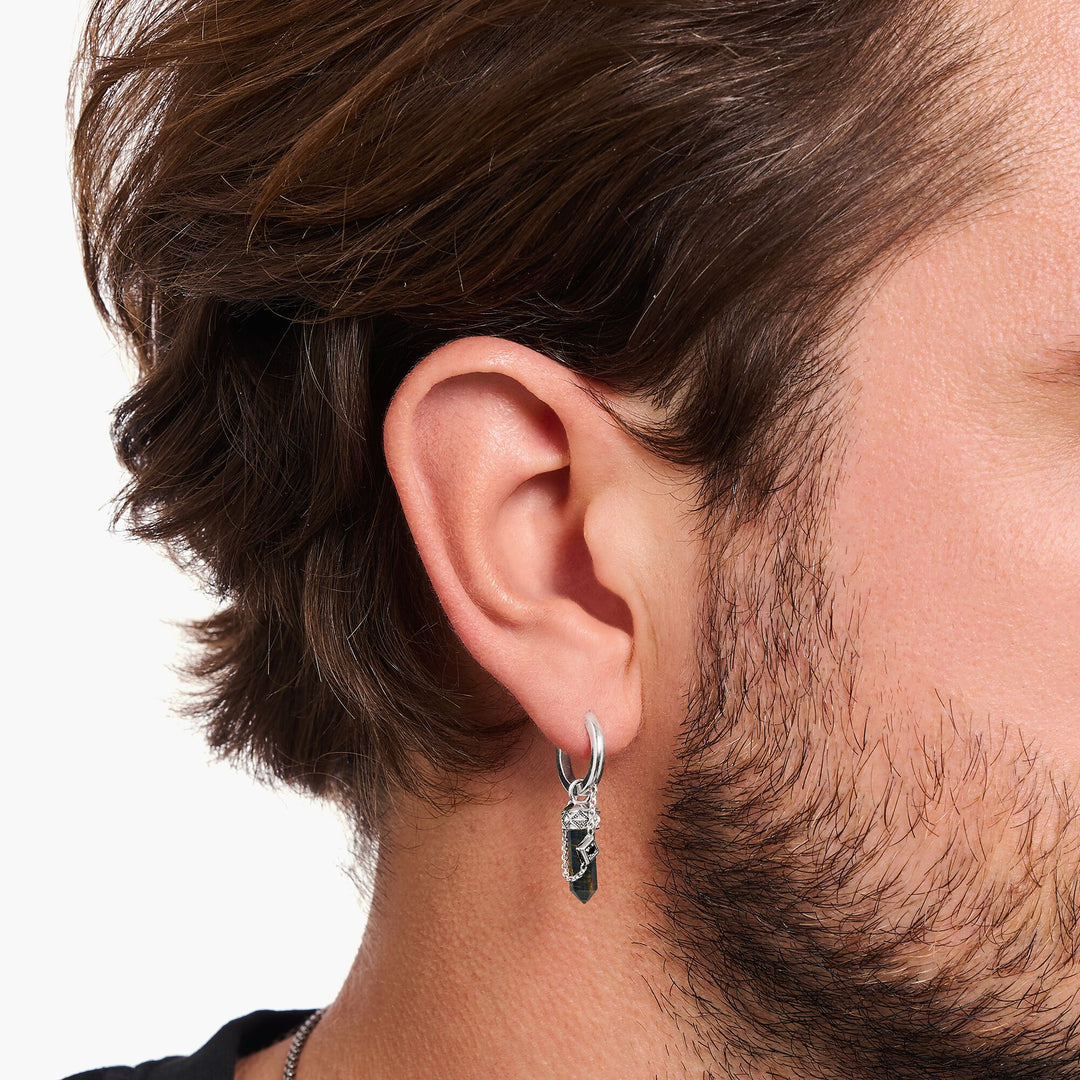 Crystal (single) hoop earring with golden blue tiger&