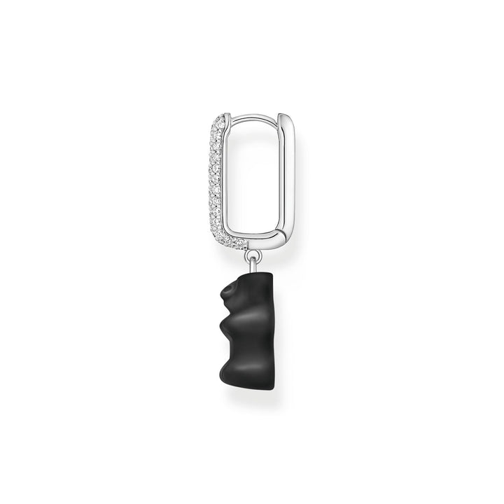 Single hoop earring medium sized with black goldbear