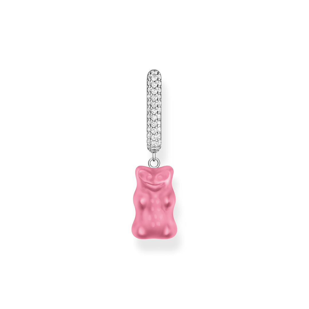Single hoop earring medium sized with pink goldbear