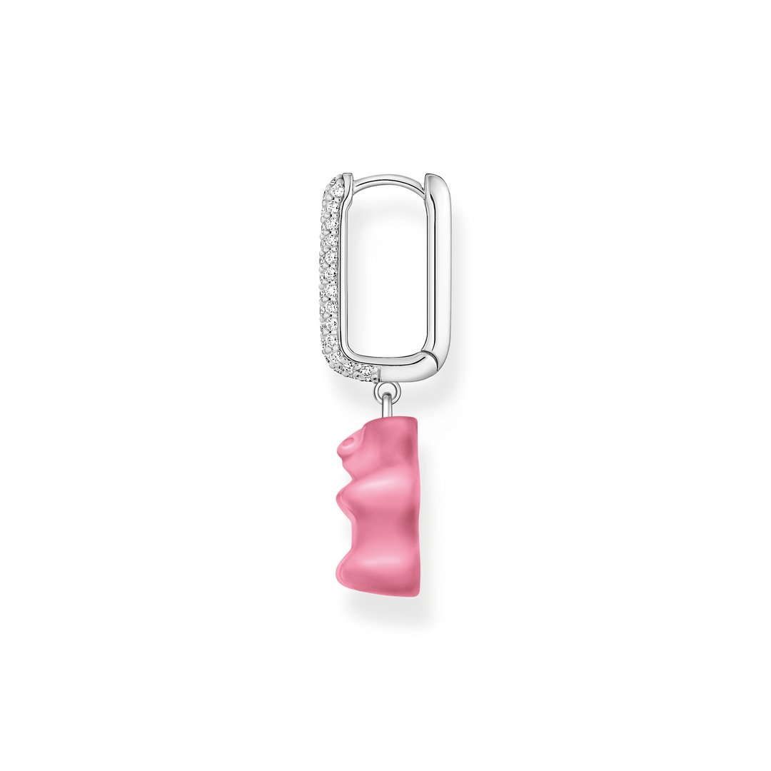 Single hoop earring medium sized with pink goldbear