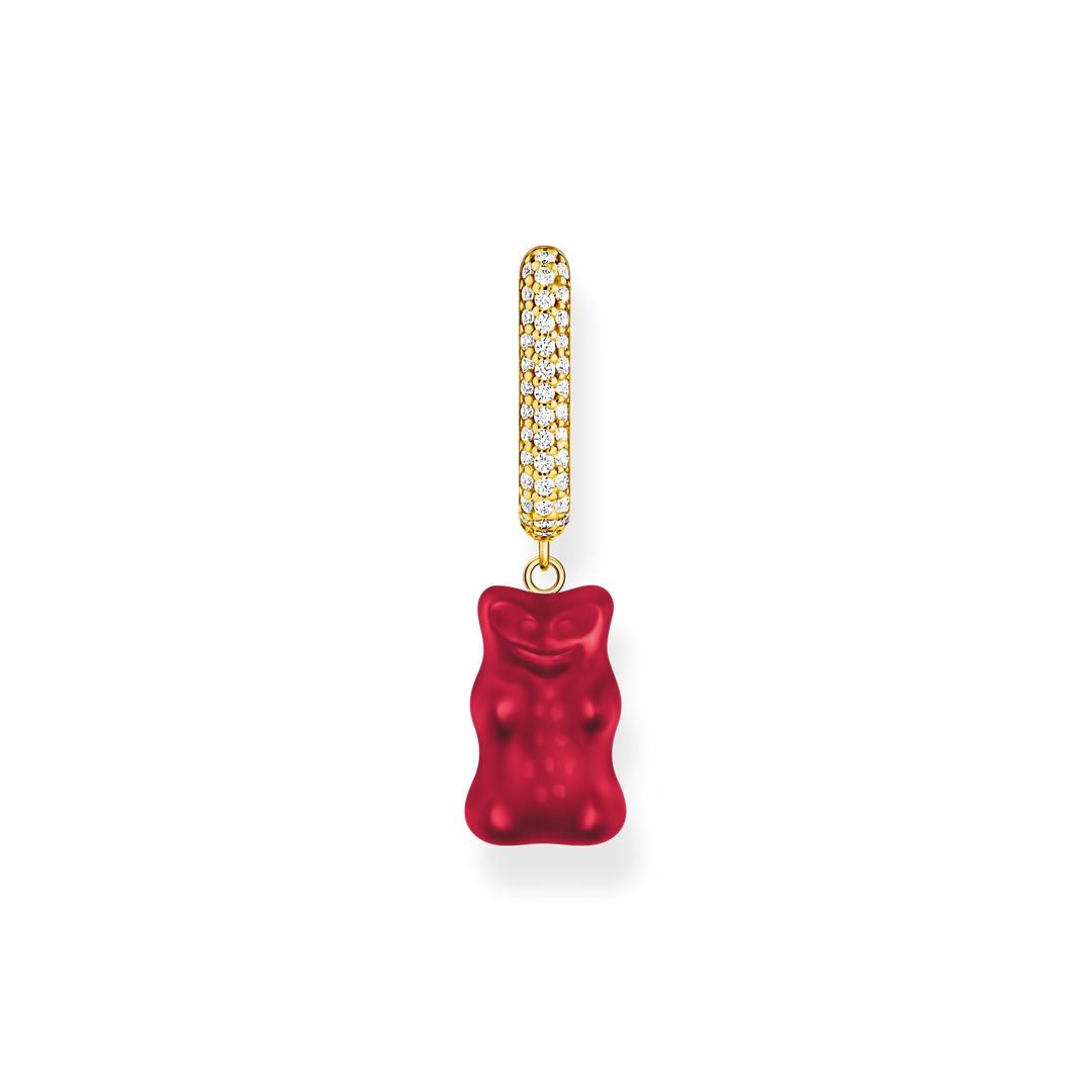 Single hoop earring medium sized with red goldbear