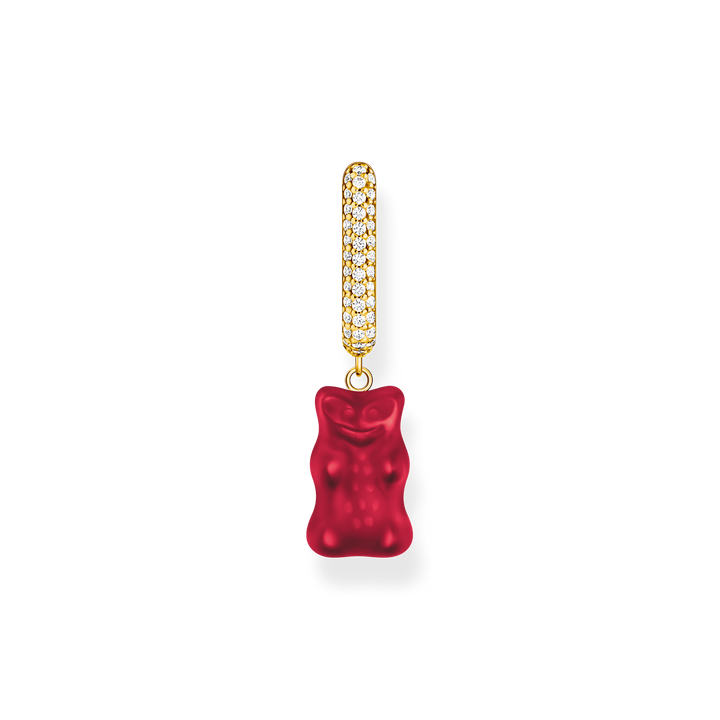 Single hoop earring medium sized with red goldbear