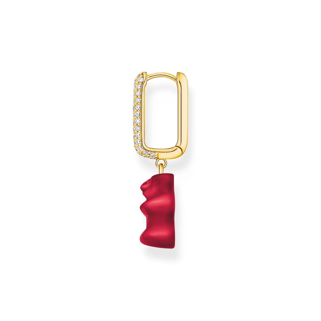 Single hoop earring medium sized with red goldbear