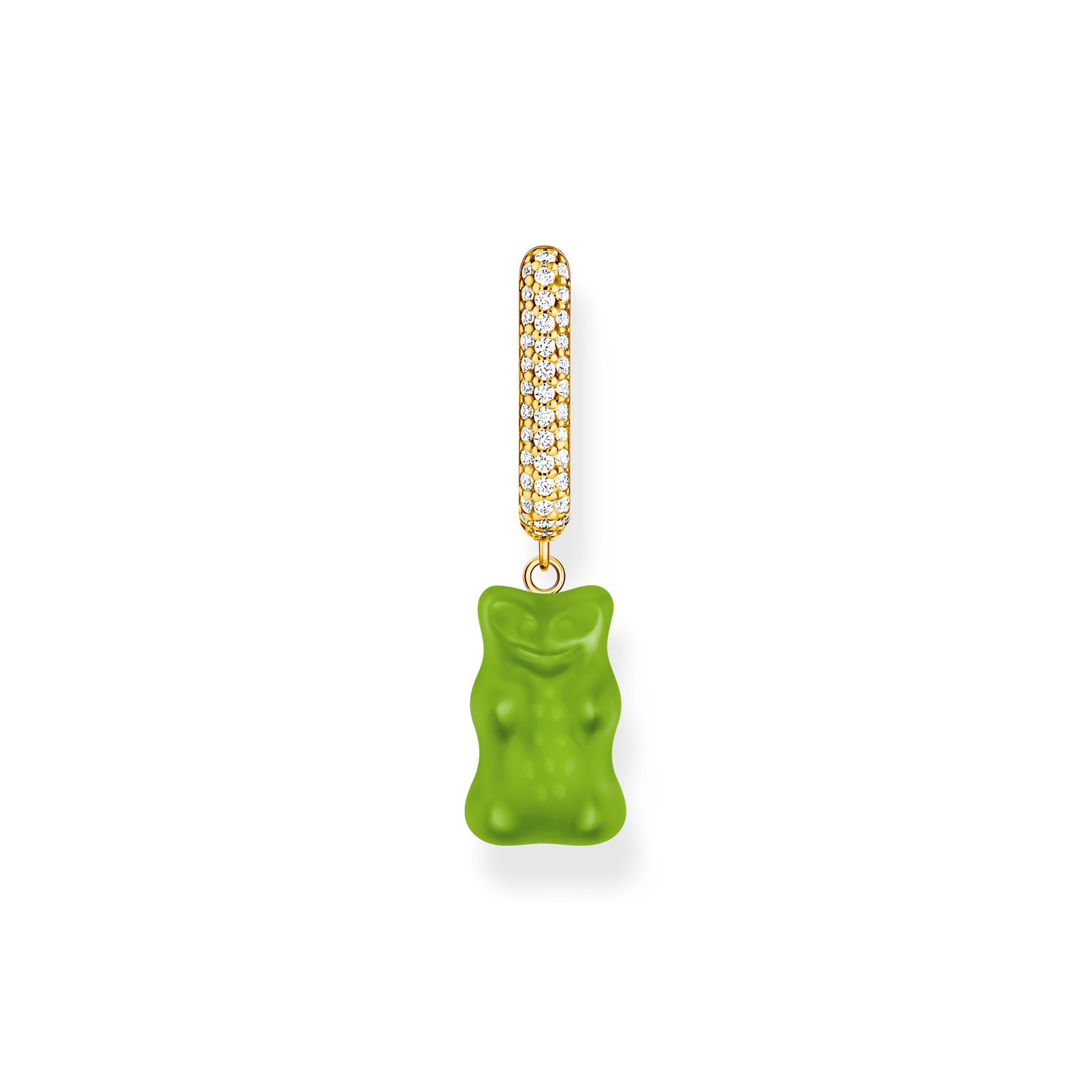 Single hoop earring medium sized with green goldbear