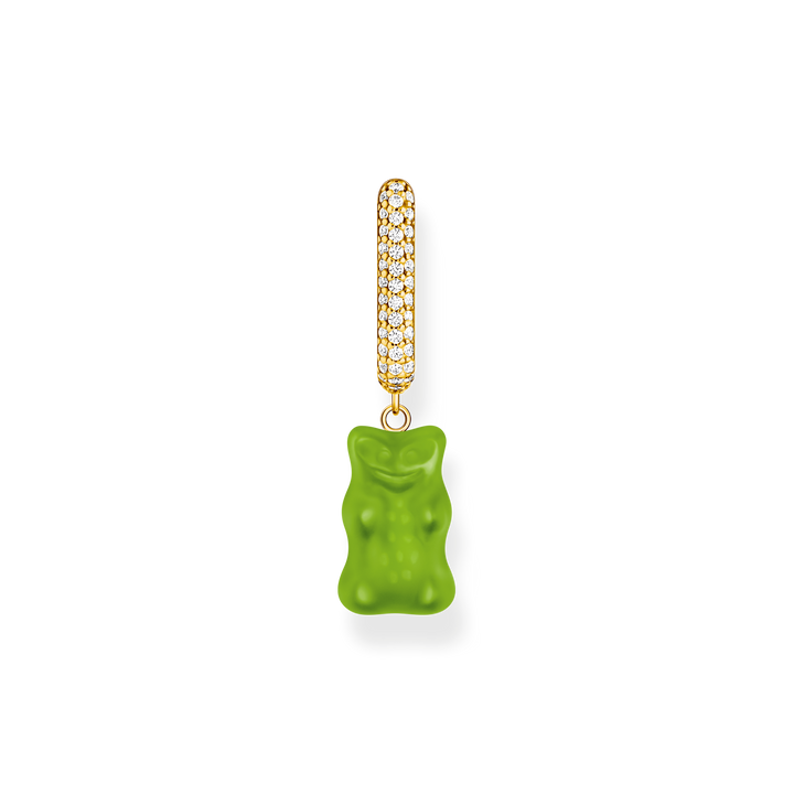 Single hoop earring medium sized with green goldbear