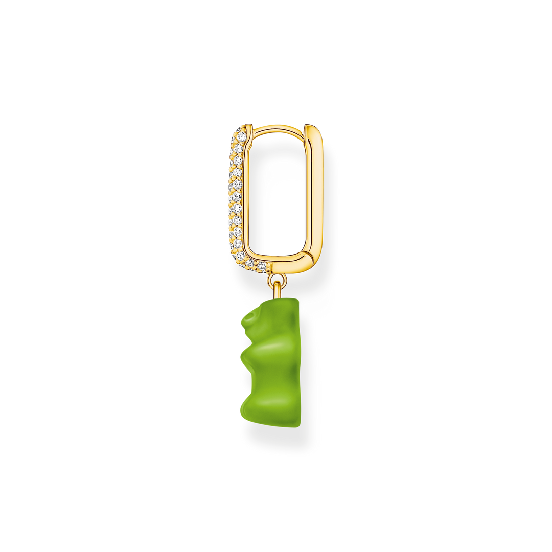 Single hoop earring medium sized with green goldbear