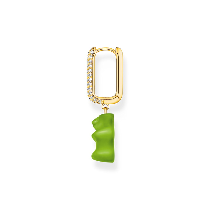 Single hoop earring medium sized with green goldbear