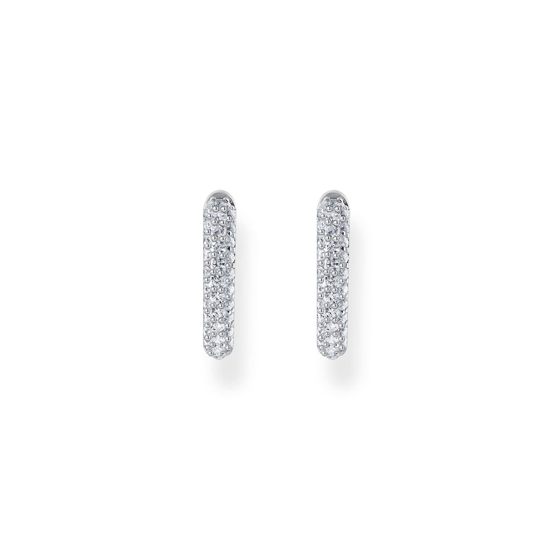 Hoop earrings with white zirconia pavé