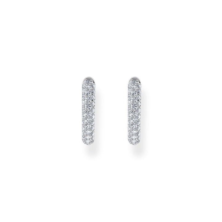 Hoop earrings with white zirconia pavé