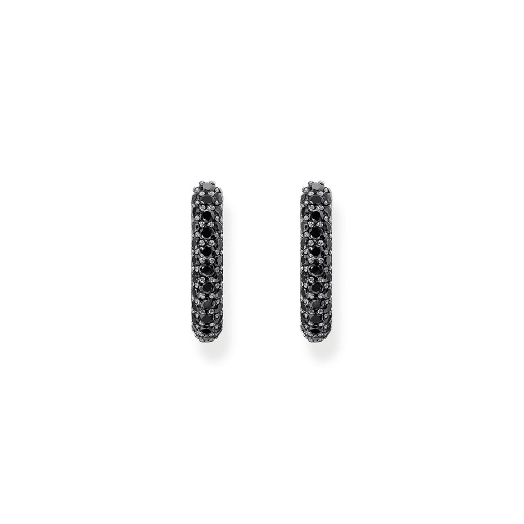 Hoop earrings with black zirconia pavé