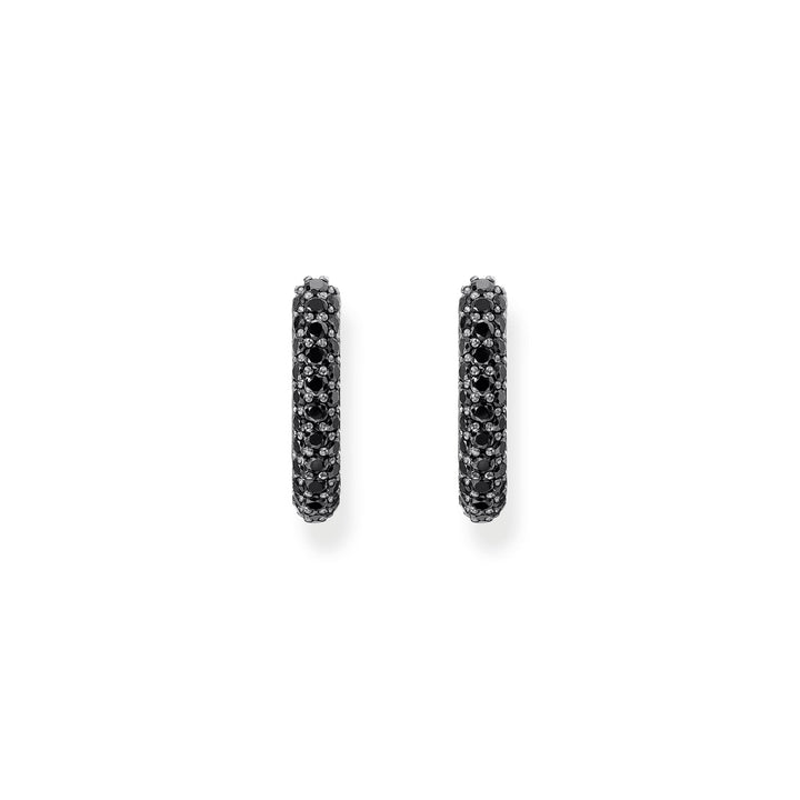 Hoop earrings with black zirconia pavé