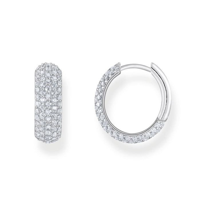 Small, wide hoop earrings with white zirconia | THOMAS SABO Australia