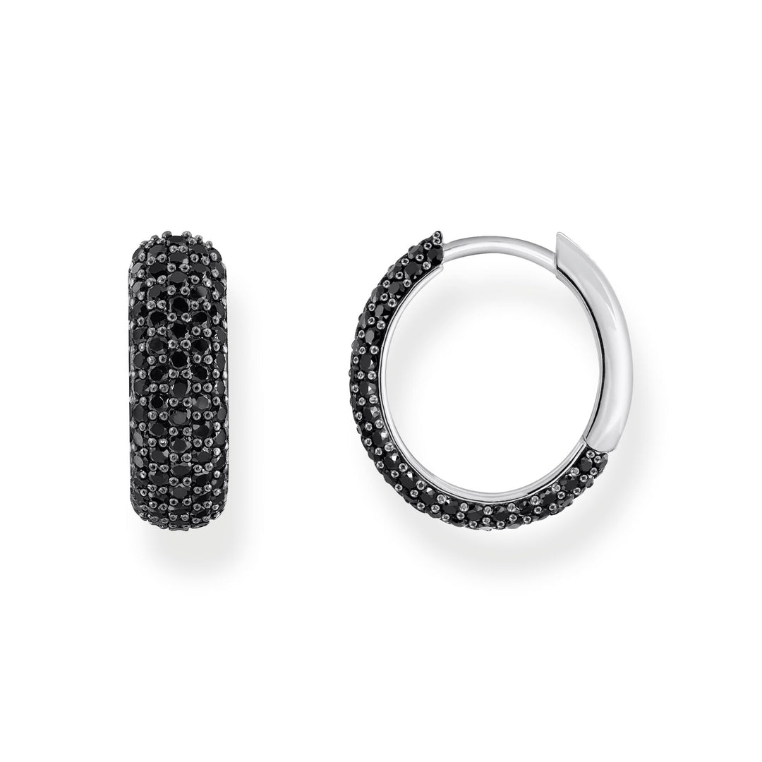 Small, wide hoop earrings with black zirconia | THOMAS SABO Australia