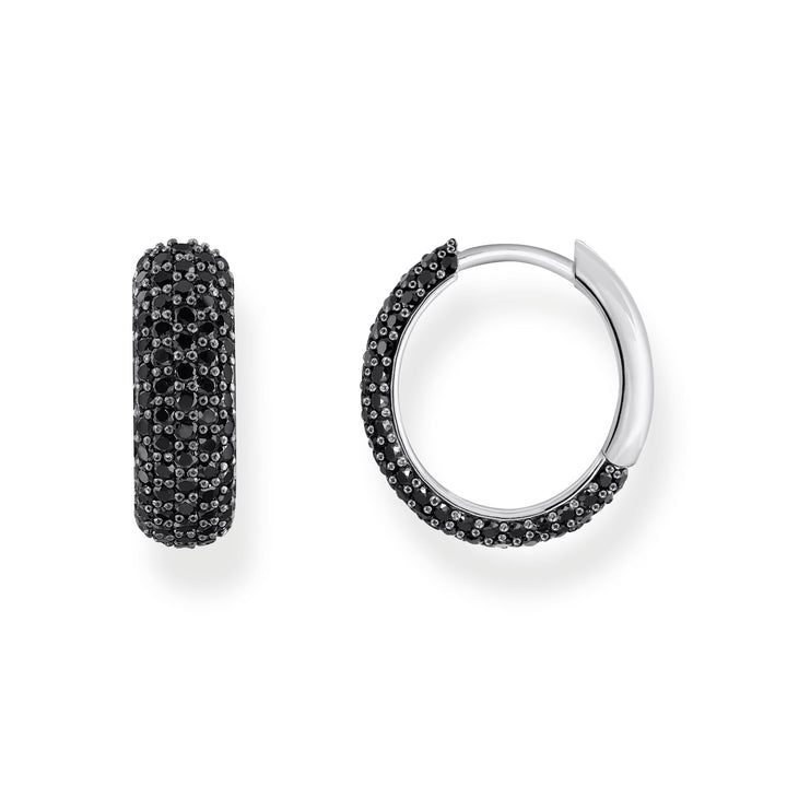 Small, wide hoop earrings with black zirconia | THOMAS SABO Australia