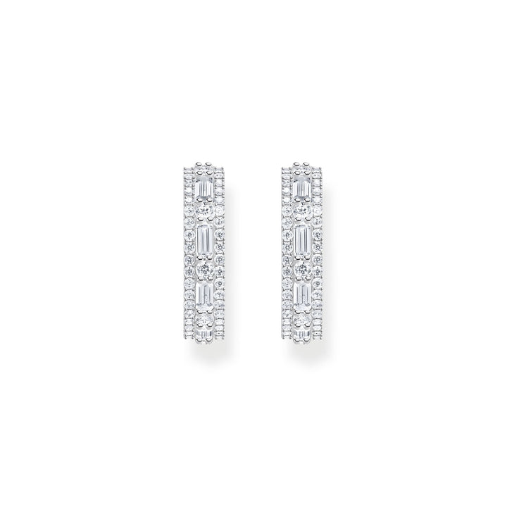 Hoop earrings with white stones
