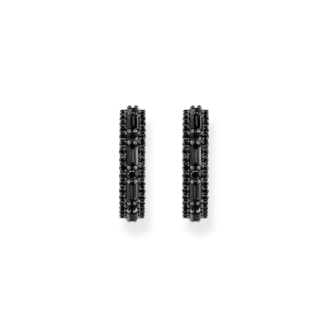 Hoop earrings with black zirconia