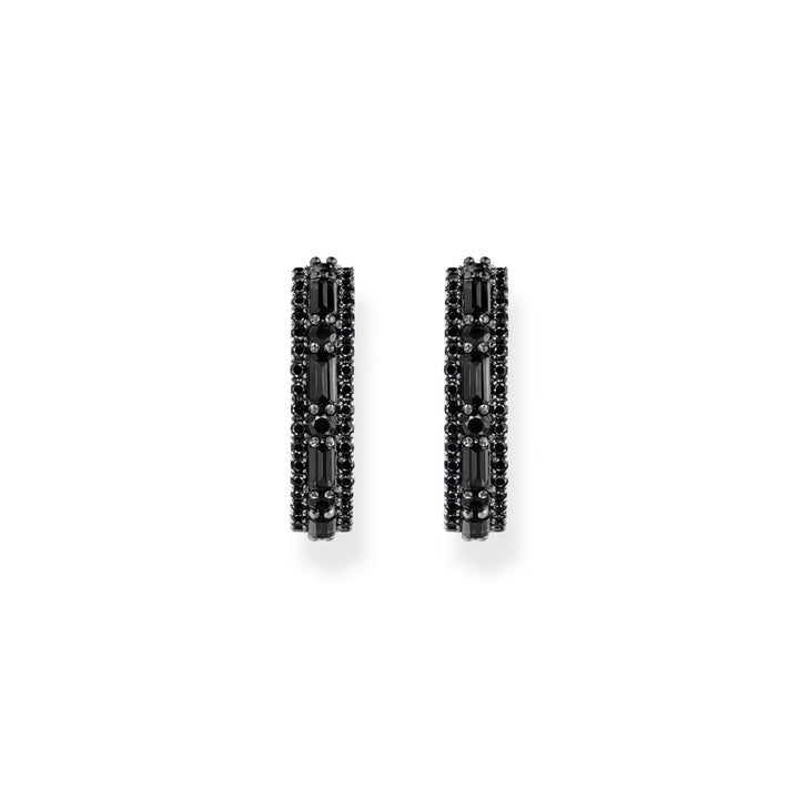 Hoop earrings with black zirconia