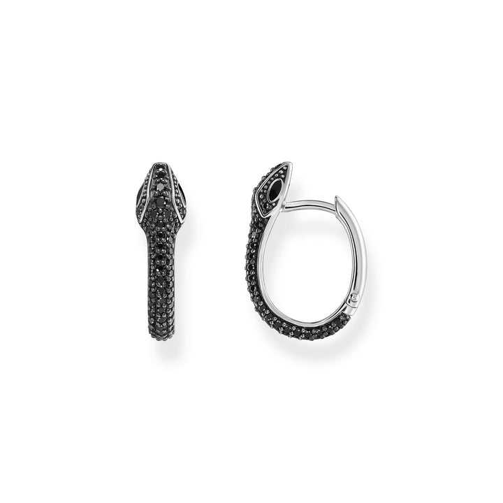 Snake hoop earrings with black zirconia  | THOMAS SABO Australia