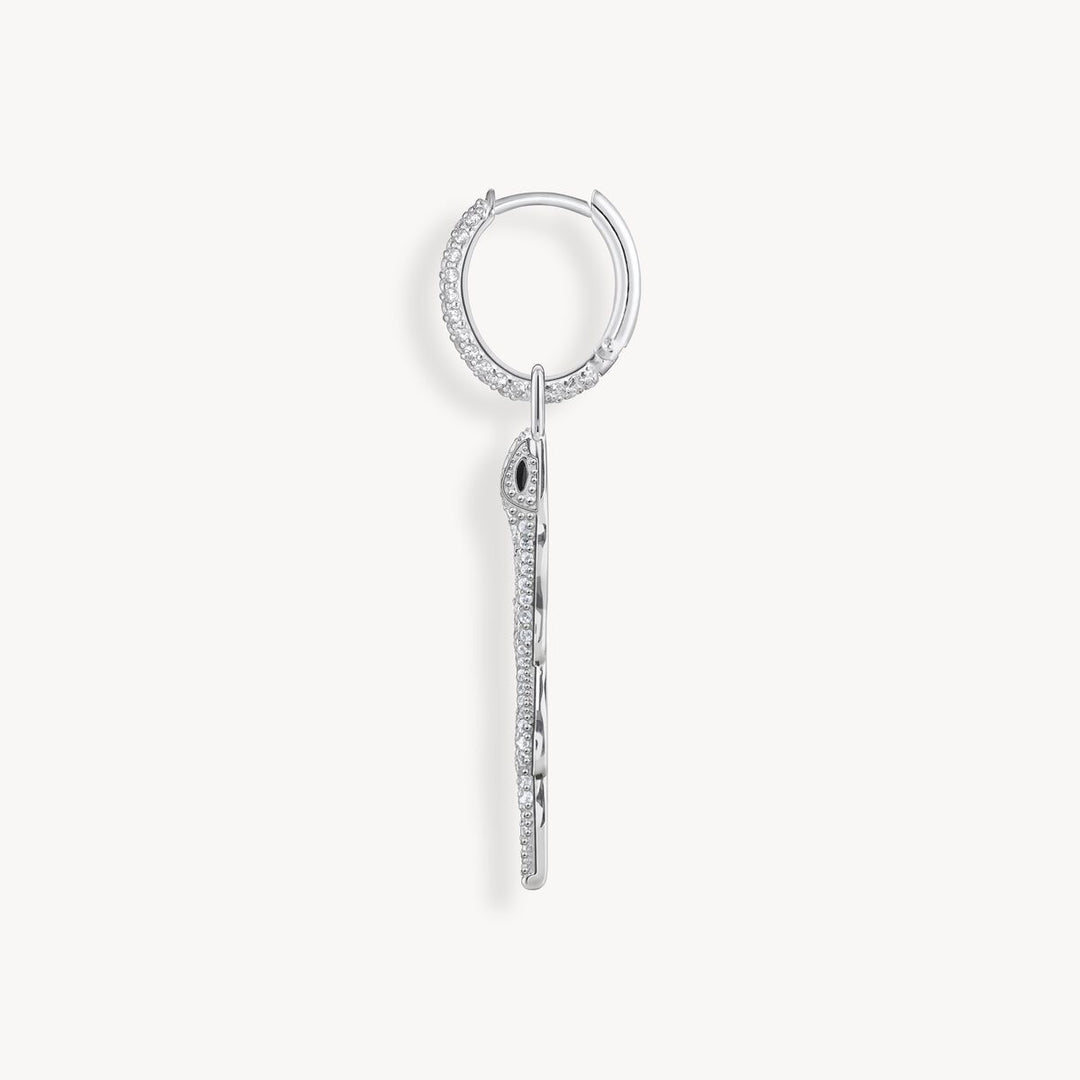 Single hoop earring with white stones