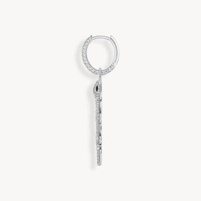 Single hoop earring with white stones