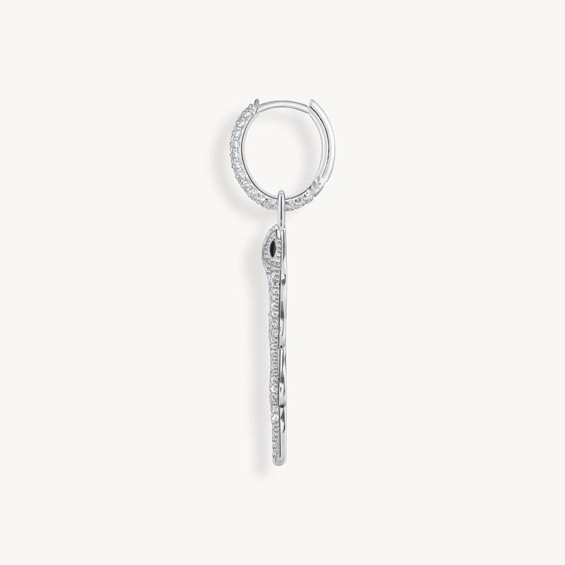 Single hoop earring with white stones