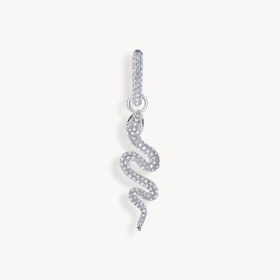 Single hoop earring with white stones