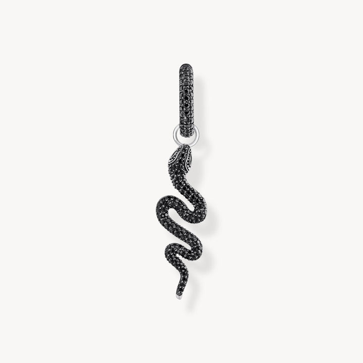 Single Snake hoop earring with black zirconia