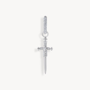 Single hoop earring with sword & white stones