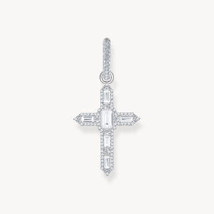 Single Cross hoop earring with white zirconia