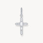 Single Cross hoop earring with white zirconia