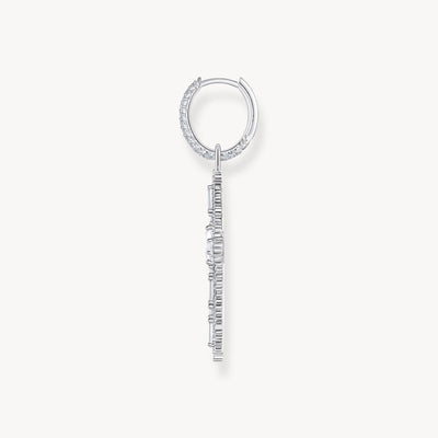Single Cross hoop earring with white zirconia