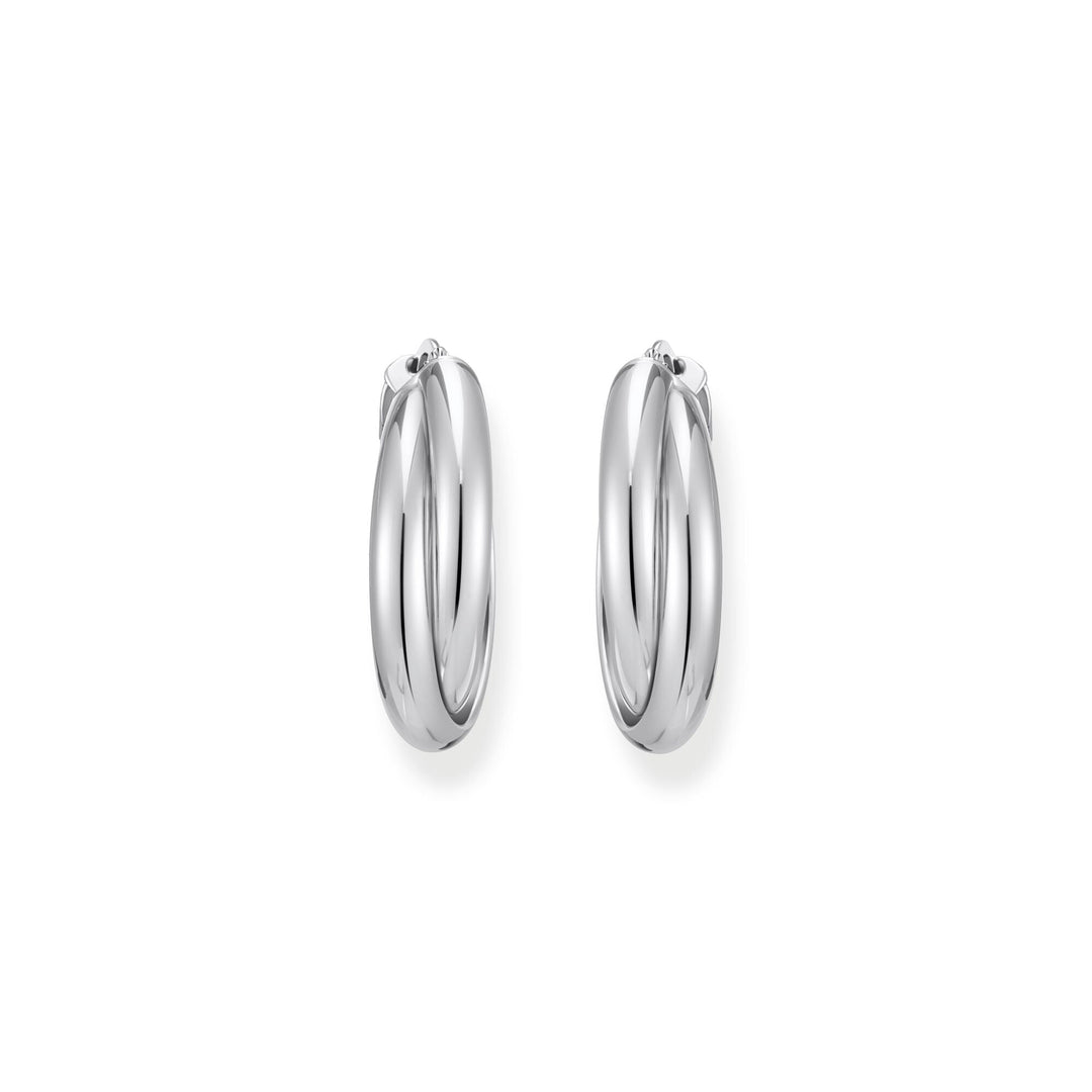 Hoop earrings intertwined design silver