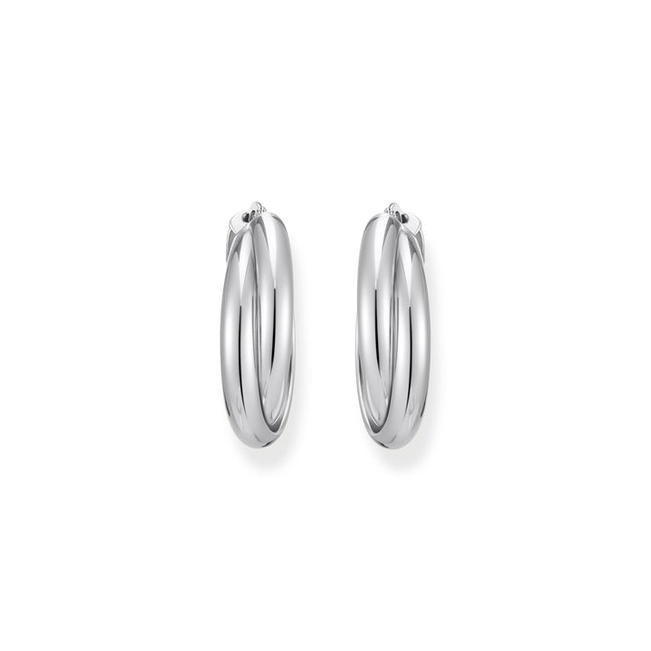 Hoop earrings intertwined design silver