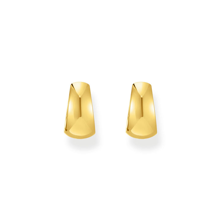 Hoop earrings in chunky, trapezoidal shape gold