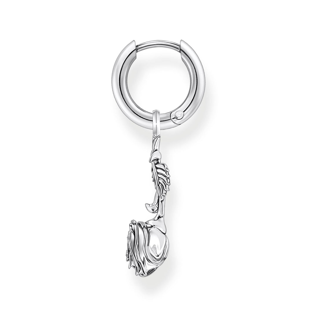 Single Creole with Midnight Rose Pendant