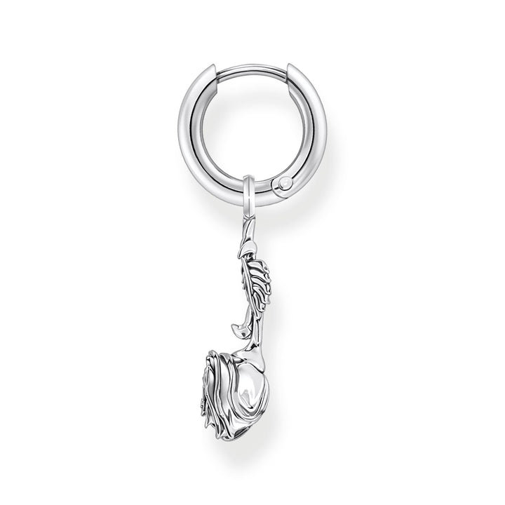 Single Creole with Midnight Rose Pendant