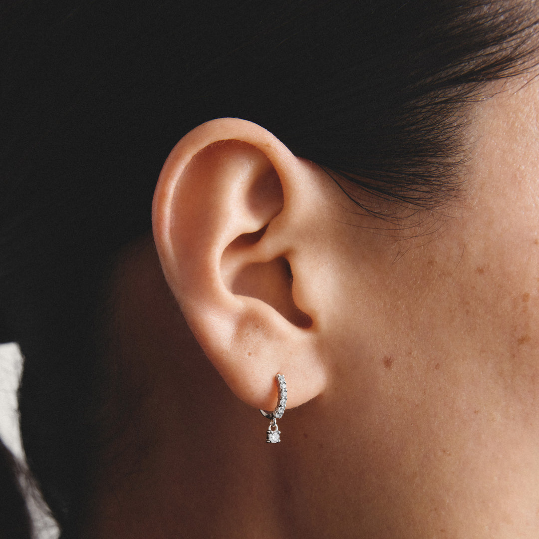 Hoop earrings with brilliant-cut zirconia