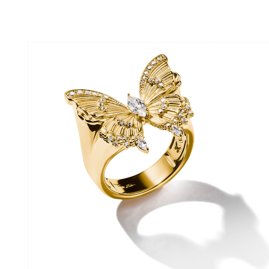 Gold cocktail ring Butterfly Paradise with stones | THOMAS SABO Australia