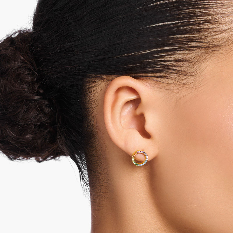 Ear studs Together round gold plated | THOMAS SABO Australia