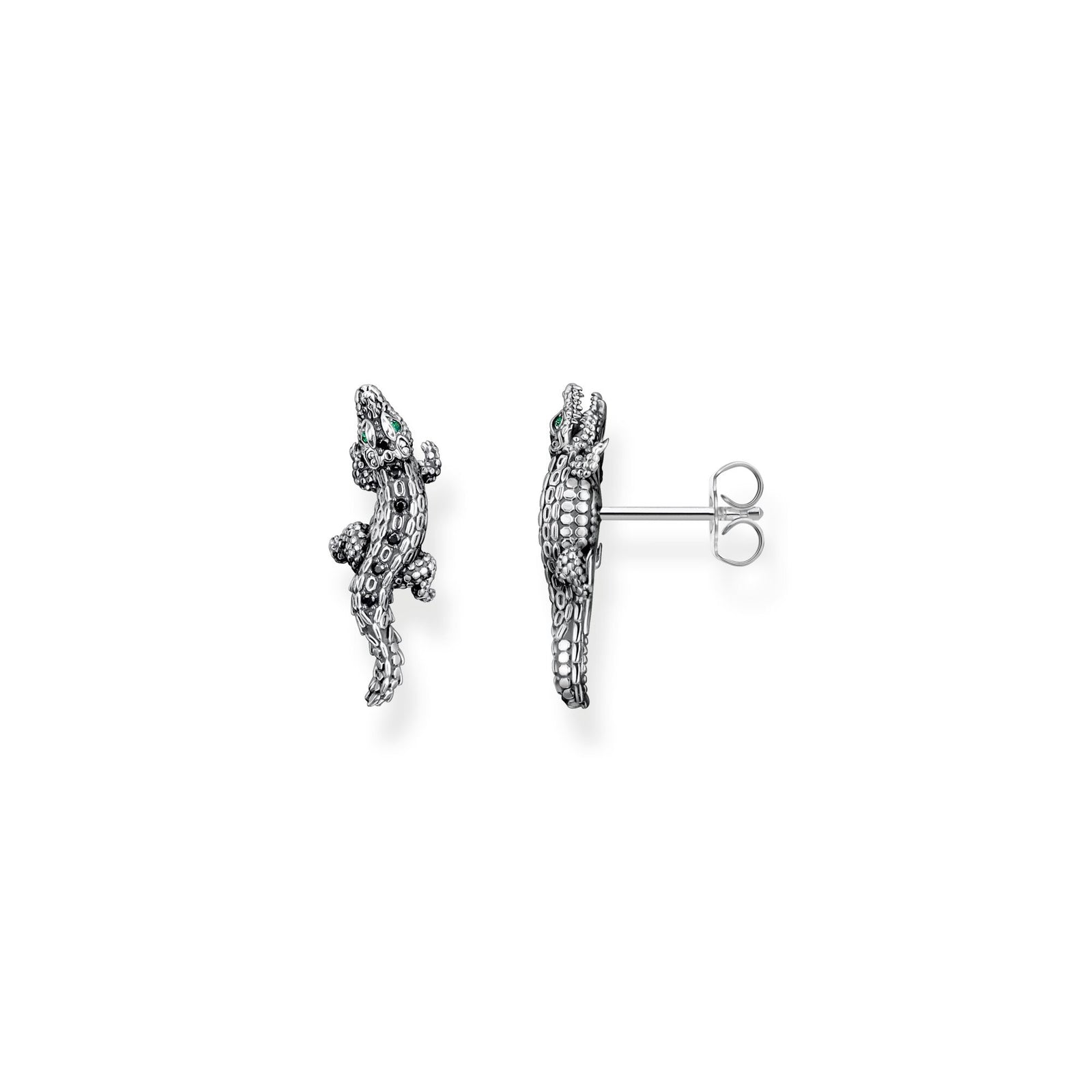 Ear studs crocodile with stones silver blackened | THOMAS SABO Australia