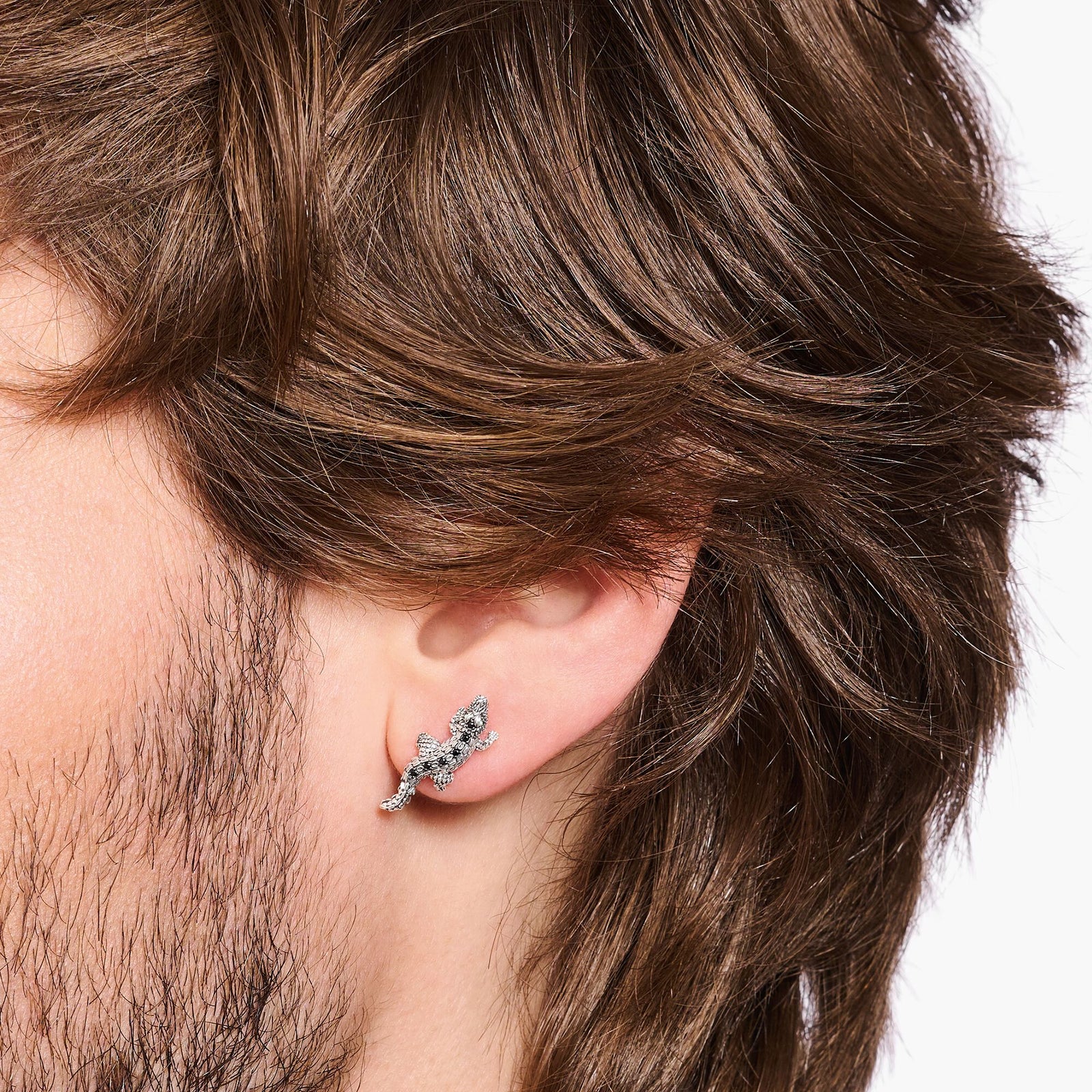 Ear studs crocodile with stones silver blackened | THOMAS SABO Australia