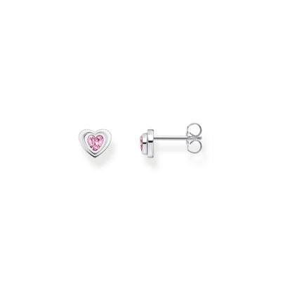 Silver Ear studs in heart-shape with pink zirconia | THOMAS SABO Australia
