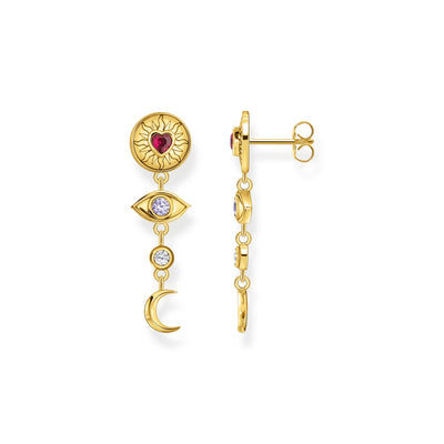 Gold Cosmic Talisman Earrings with colourful stones | THOMAS SABO Australia