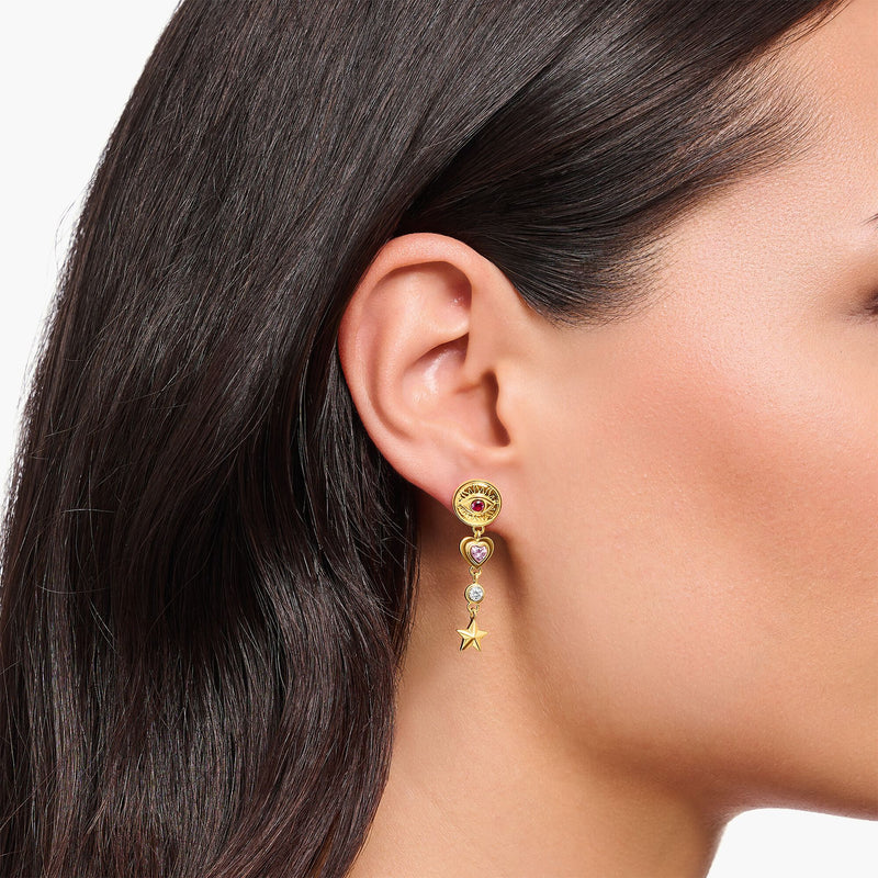 Gold Cosmic Talisman Earrings with colourful stones | THOMAS SABO Australia