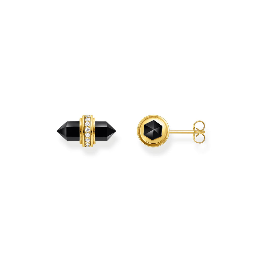 Crystal ear studs with onyx Gold | THOMAS SABO Australia