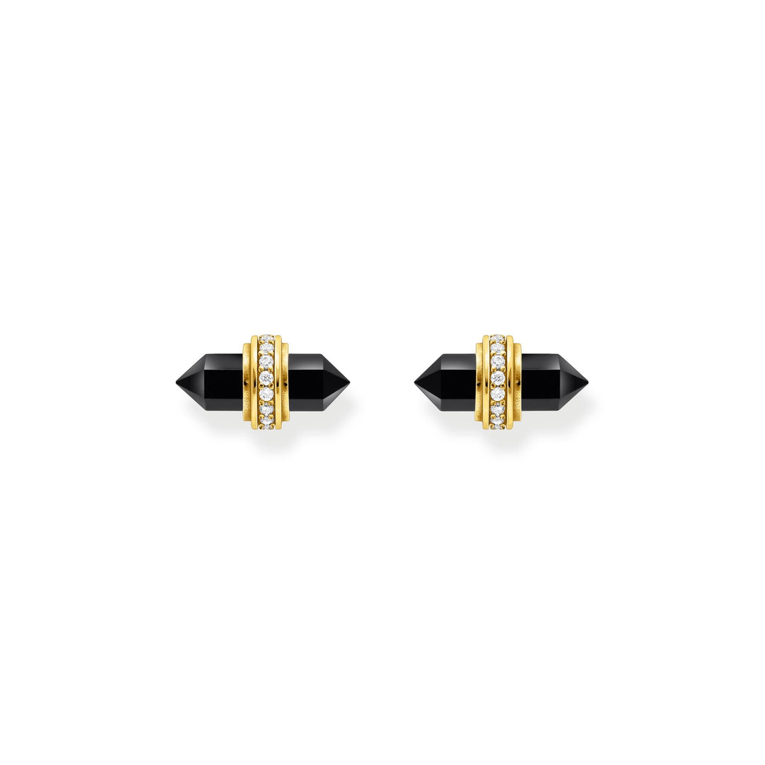 Crystal ear studs with onyx Gold | THOMAS SABO Australia