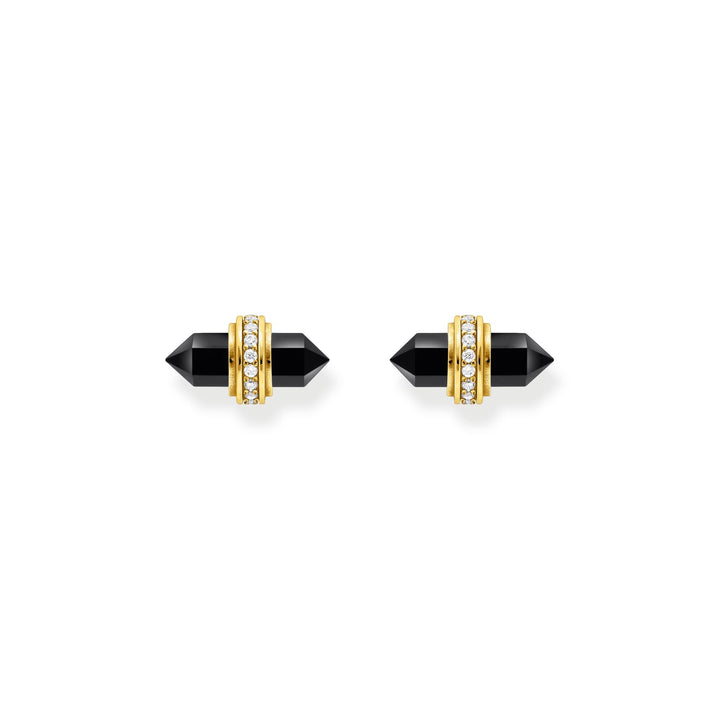 Crystal ear studs with onyx Gold | THOMAS SABO Australia