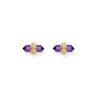 Crystal stud earrings with imitation amethyst gold | THOMAS SABO Australia