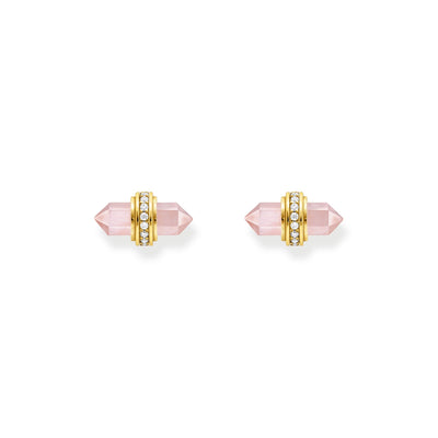 Crystal ear studs with rose quartz gold | THOMAS SABO Australia